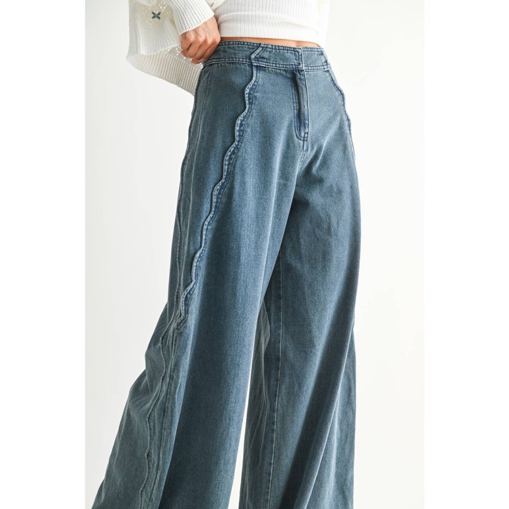 Elegant Blue Wide Leg Women's Jeans